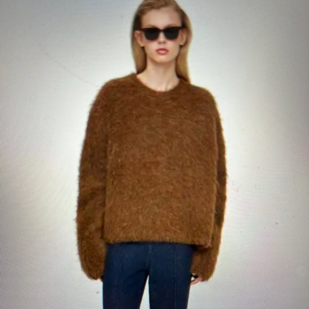 Toteme Boxy Alpaca Sweater Brown color size XS-S